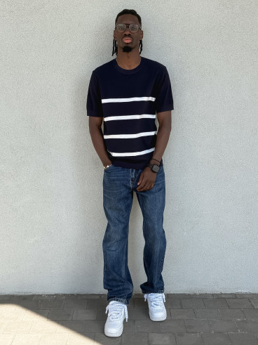 Pull ligné Erwan - Bleu marine