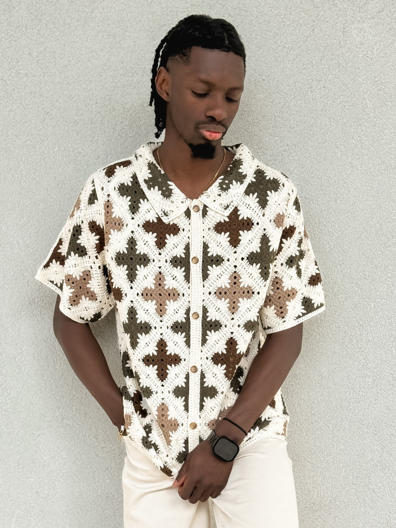 Chemise en crochet Lilio - Beige/Kaki