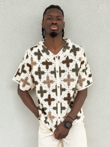 Chemise en crochet Lilio - Beige/Kaki