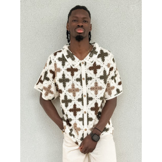 Chemise en crochet Lilio - Beige/Kaki