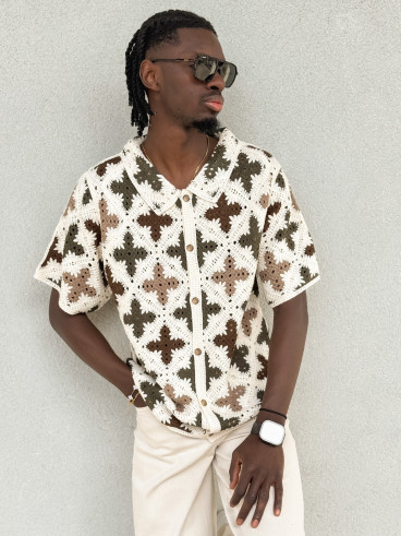 Chemise en crochet Lilio - Beige/Kaki