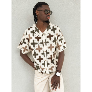 Chemise en crochet Lilio - Beige/Kaki