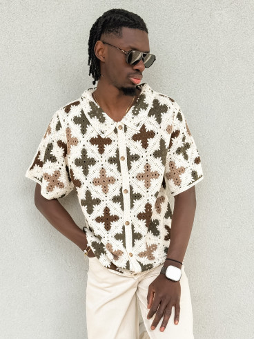 Chemise en crochet Lilio - Beige/Kaki