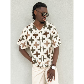 Chemise en crochet Lilio - Beige/Kaki