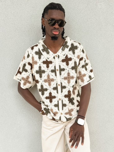 Chemise en crochet Lilio - Beige/Kaki