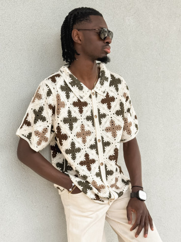 Chemise en crochet Lilio - Beige/Kaki