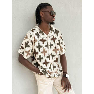 Chemise en crochet Lilio - Beige/Kaki