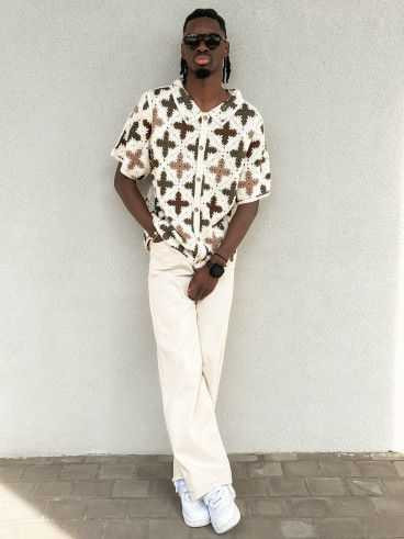 Chemise en crochet Lilio - Beige/Kaki