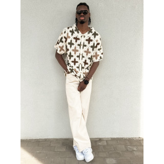 Chemise en crochet Lilio - Beige/Kaki