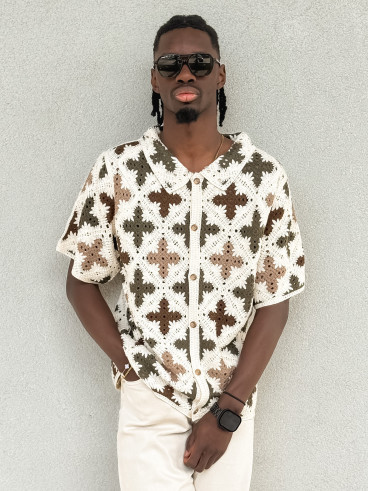 Chemise en crochet Lilio - Beige/Kaki