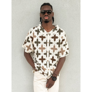 Chemise en crochet Lilio - Beige/Kaki