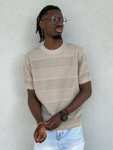 Pull manches courtes Elio - Beige foncé