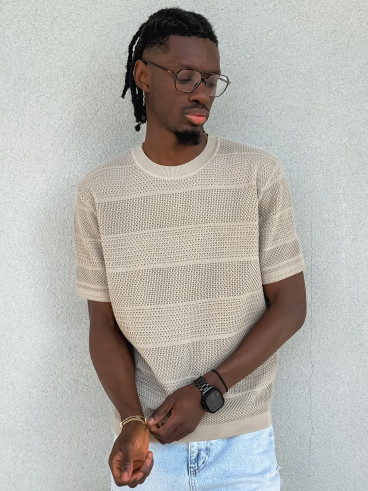 Pull manches courtes Elio - Beige foncé