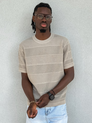 Pull manches courtes Elio - Beige foncé