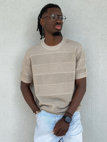 Pull manches courtes Elio - Beige foncé