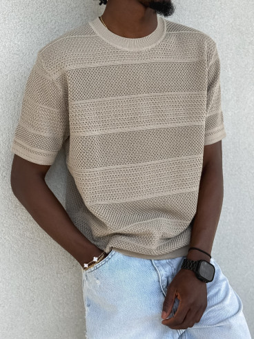 Pull manches courtes Elio - Beige foncé