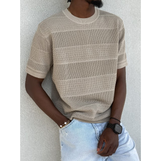 Pull manches courtes Elio - Beige foncé