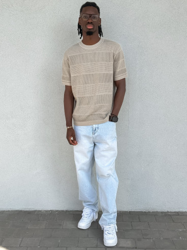 Pull manches courtes Elio - Beige foncé