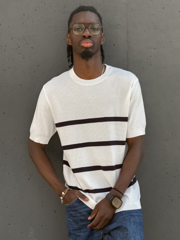 Pull ligné Erwan - Blanc Pull ligné Erwan - Blanc