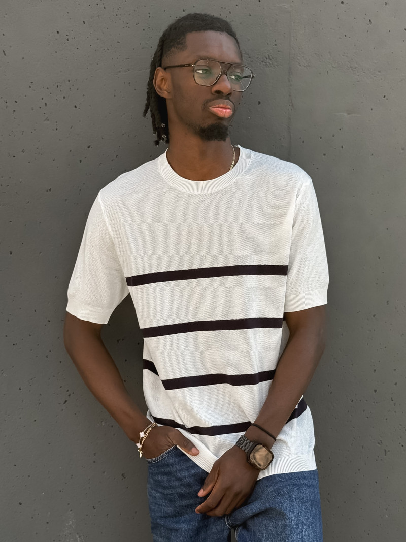 Pull ligné Erwan - Blanc Pull ligné Erwan - Blanc