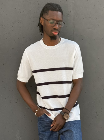 Pull ligné Erwan - Blanc