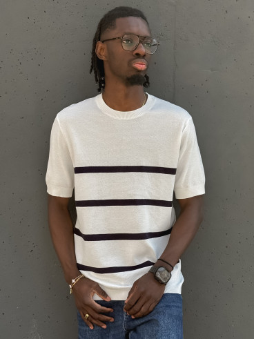 Pull ligné Erwan - Blanc Pull ligné Erwan - Blanc