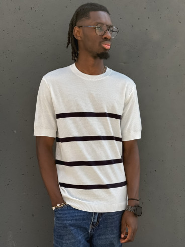 Pull ligné Erwan - Blanc Pull ligné Erwan - Blanc