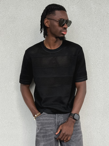 Pull manches courtes Elio - Noir