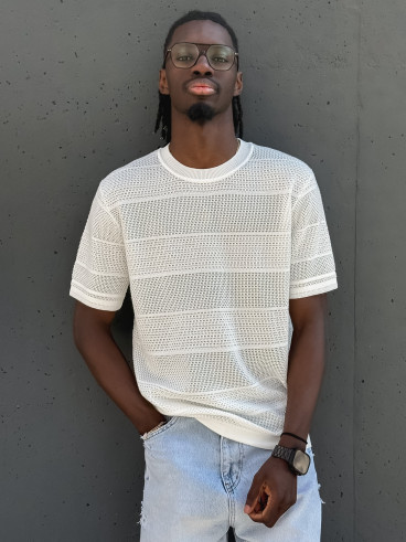 Pull manches courtes Elio - Blanc