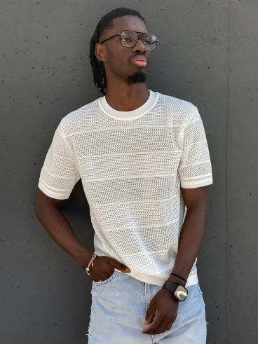 Pull manches courtes Elio - Blanc