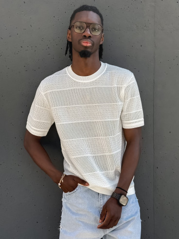 Pull manches courtes Elio - Blanc