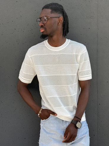 Pull manches courtes Elio - Blanc