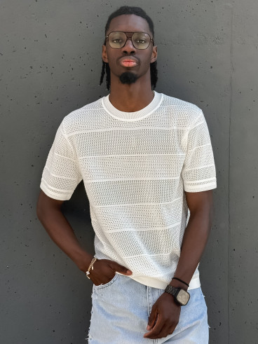 Pull manches courtes Elio - Blanc