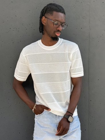 Pull manches courtes Elio - Blanc