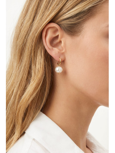 Boucles d'oreilles Thélia - Blanc/Doré