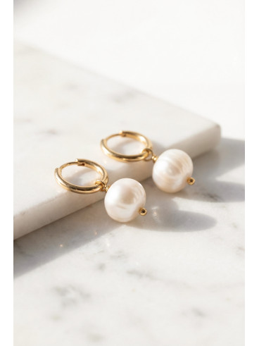 Boucles d'oreilles Thélia - Blanc/Doré