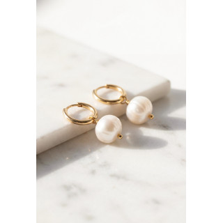 Boucles d'oreilles Thélia - Blanc/Doré