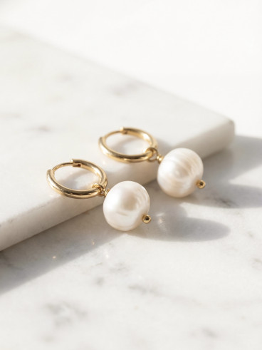 Boucles d'oreilles Thélia - Blanc/Doré Boucles d'oreilles Thélia - Blanc/Doré