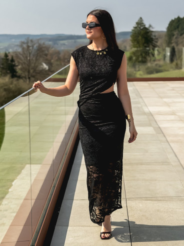 Robe longue en dentelle Soreila - Noir Robe longue en dentelle Soreila - Noir