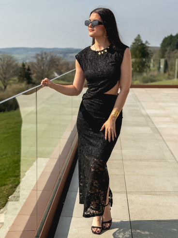 Robe longue en dentelle Soreila - Noir Robe longue en dentelle Soreila - Noir