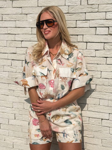 Chemise à motif Eolia - Ecru