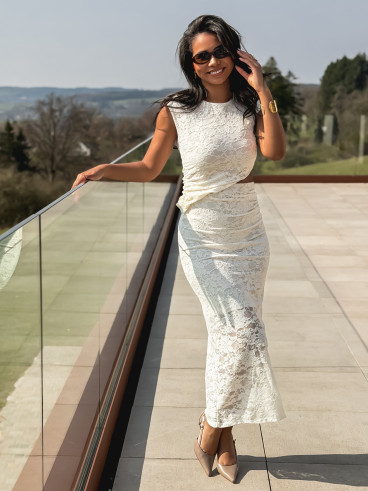 Robe longue en dentelle Soreila - Ecru