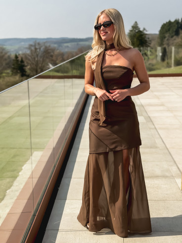 Robe longue Odile - Chocolat Robe longue Odile - Chocolat