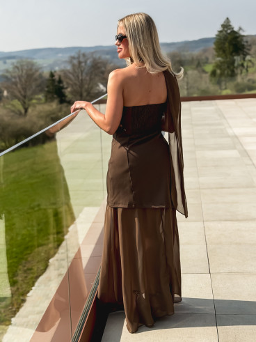 Robe longue Odile - Chocolat Robe longue Odile - Chocolat