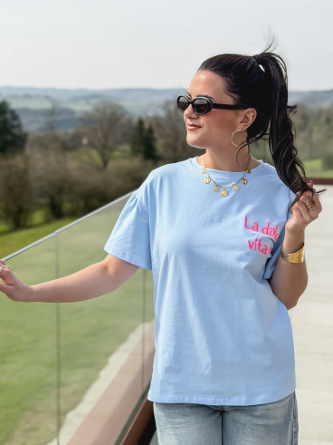 T-shirt "La dolce vita" - Bleu ciel
