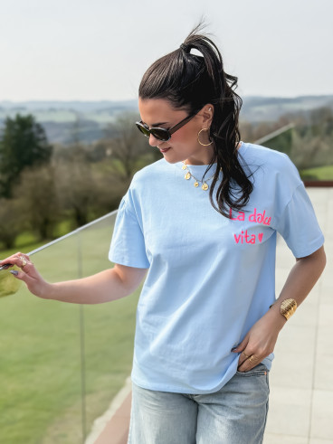T-shirt "La dolce vita" - Bleu ciel