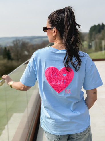 T-shirt "La dolce vita" - Bleu ciel