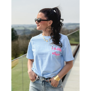 T-shirt "La dolce vita" - Bleu ciel