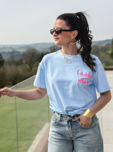 T-shirt "La dolce vita" - Bleu ciel
