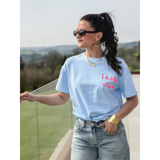T-shirt "La dolce vita" - Bleu ciel